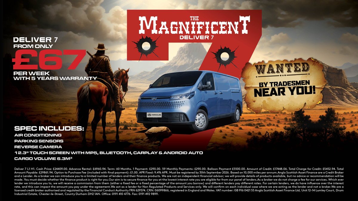 The Magnificent Deliver 7 — Maxus Deliver 7 from only £67 per week with 5 years warranty. Wanted by tradesmen near you.